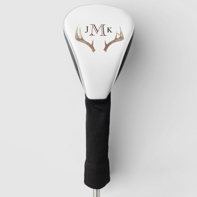 Personalized Custom Monogram Driver Antlers Golf Head Cover (Front)