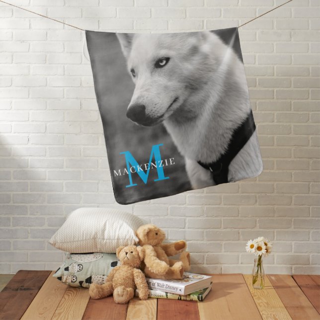Personalized Custom Monogram Elegant Dog Pet Photo Baby Blanket (In Situ)
