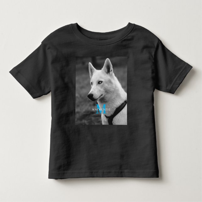 Personalized Custom Monogram Elegant Dog Pet Photo Toddler T-shirt (Front)