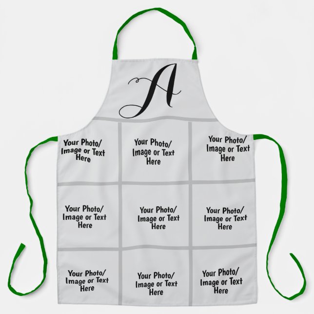  Personalized Custom Monogram Family Photo Collage Apron (Front)