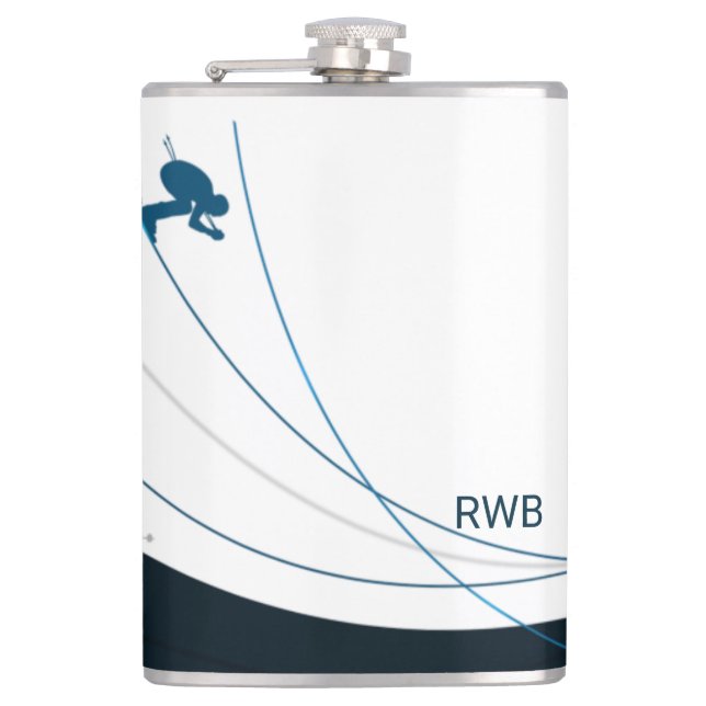 Personalized custom monogram initials ski cabin  g flask (Front)