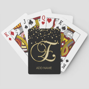 Personalized Custom Monogram Letter 'E' Gold Black Poker Cards