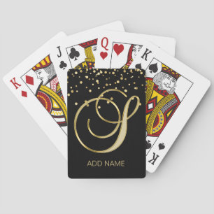 Personalized Custom Monogram Letter 'S' Gold Black Poker Cards