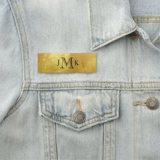 Personalized Custom Monogram Metallic Gold Name Tag (In Situ)