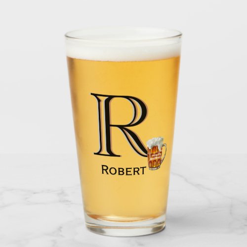 Personalized Custom Monogram Name Beer Glass