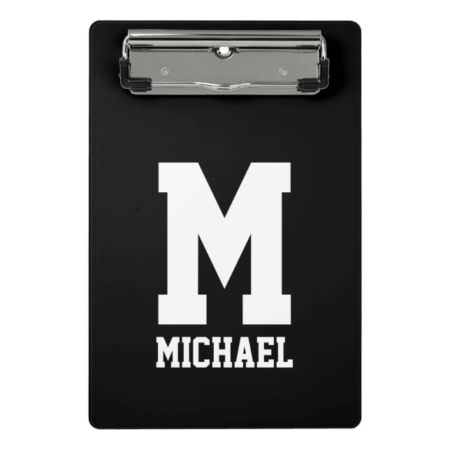 Personalized custom monogram name initial sports mini clipboard (Front)