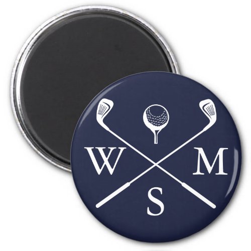 Personalized Custom Monogram Navy Blue Magnet