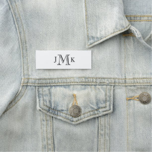 Personalized Custom Monogram White Name Tag