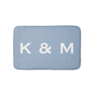 Personalized Custom Monogrammed Blue Gray Bath Mat