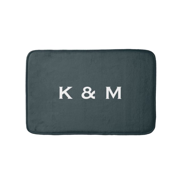 Personalized Custom Monogrammed Dark Slate Grey Bathroom Mat (Front)