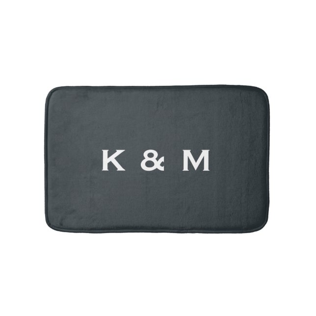 Personalized Custom Monogrammed Gunmetal Bath Mat (Front)