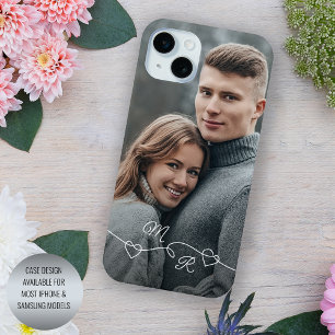 Personalized Custom Monograms And Love Hearts iPhone 15 Plus Case