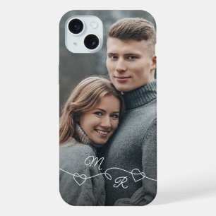 Personalized Custom Monograms And Love Hearts iPhone 15 Plus Case