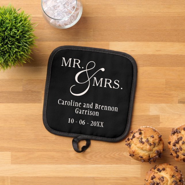 Personalized Custom Mr. And Mrs. Couple Names Pot Holder (Top Down)