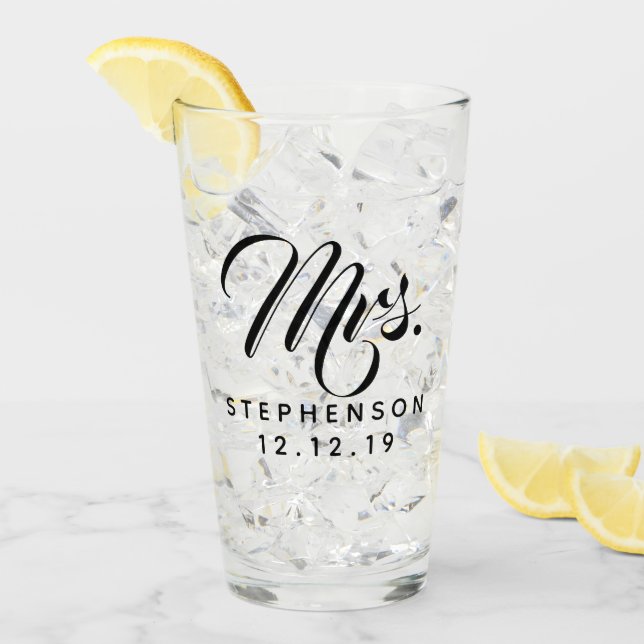 Personalized Custom Mrs Mr Couple Wedding Glass (Front Ice)