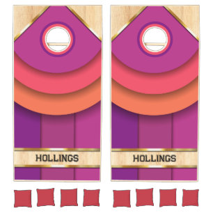 Personalized Custom Multi-color with Brass Accents Cornhole Set
