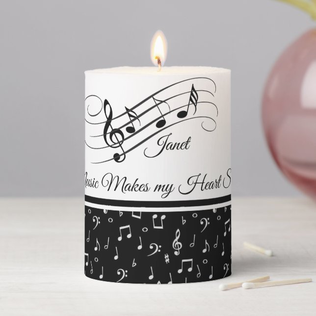 Personalized custom musical symbols  pillar candle (In Situ)