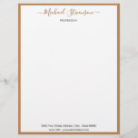 Personalized Custom Name Address Letterhead<br><div class="desc">Custom Colors and Font Simple Personalized Letterhead with Your Name Profession Address Contact Information Personal / Business Modern Framed Design - Add Your Name - Company / Profession - Title / Address / Contact Information - Website / E-mail / Phone / more - Choose / add your favorite font -...</div>