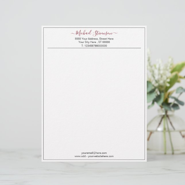 Personalized Custom Name Address Letterhead (Standing Front)