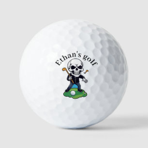 Personalized Custom Name and Funny Skull Golf Balls