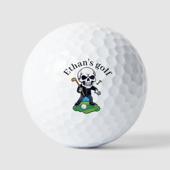 Personalized Custom Name and Funny Skull  Golf Balls (Front)