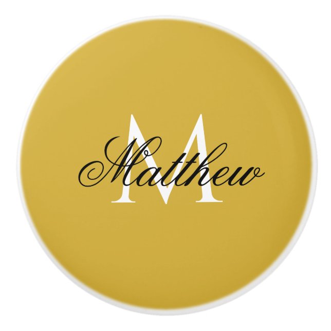 Personalized Custom Name and Monogram Ceramic Knob (Front)