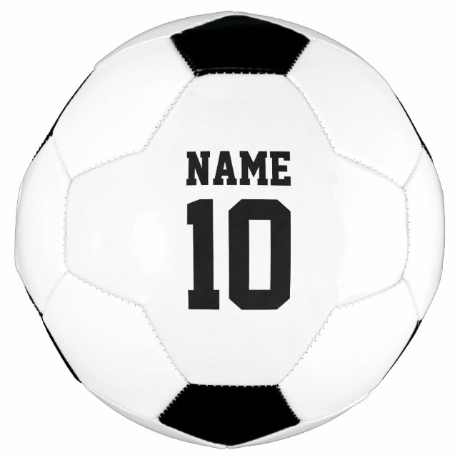 Personalized custom name and sports team number soccer ball (Front)