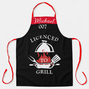 Personalized Custom Name Aprons, Licenced To Grill Apron