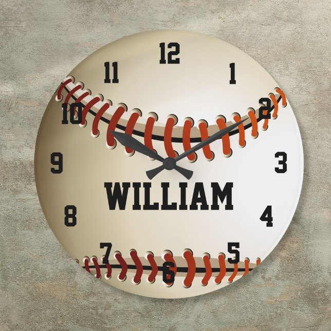 Personalized Custom Name Baseball Large Clock (Personalized Custom Name Baseball Large Clock)