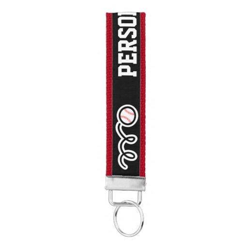 Personalized custom name baseball wrist keychains Zazzle
