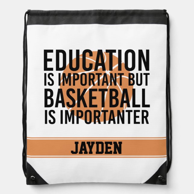 Personalized Custom Name Basketball Funny Drawstring Bag (Front)