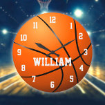 Personalized Custom Name Basketball Large Clock<br><div class="desc">Personalized name basketball clock. Designed by Thisisnotme©</div>