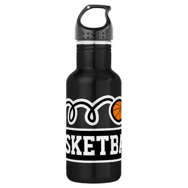 Personalized custom name basketball sports stainless steel water bottle (Front)