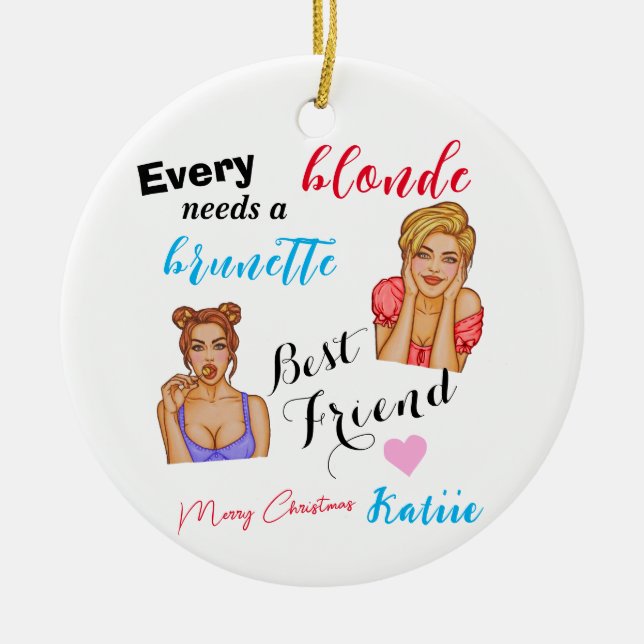 Personalized custom name Best Friend Ceramic Ornament (Front)