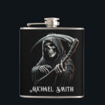 Personalized Custom Name Black Grim Reaper Flask<br><div class="desc">Personalized Custom Name Black Grim Reaper Flask Looking for the perfect gift for a horror-loving guy? This Personalized Grim Reaper Flask is the ideal present for anyone who loves Halloween, scary movies, and all things dark and macabre. Whether you're shopping for a Halloween enthusiast, a fan of creepy aesthetics, or...</div>