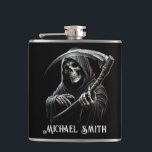 Personalized Custom Name Black Grim Reaper Flask<br><div class="desc">Personalized Custom Name Black Grim Reaper Flask Looking for the perfect gift for a horror-loving guy? This Personalized Grim Reaper Flask is the ideal present for anyone who loves Halloween, scary movies, and all things dark and macabre. Whether you're shopping for a Halloween enthusiast, a fan of creepy aesthetics, or...</div>
