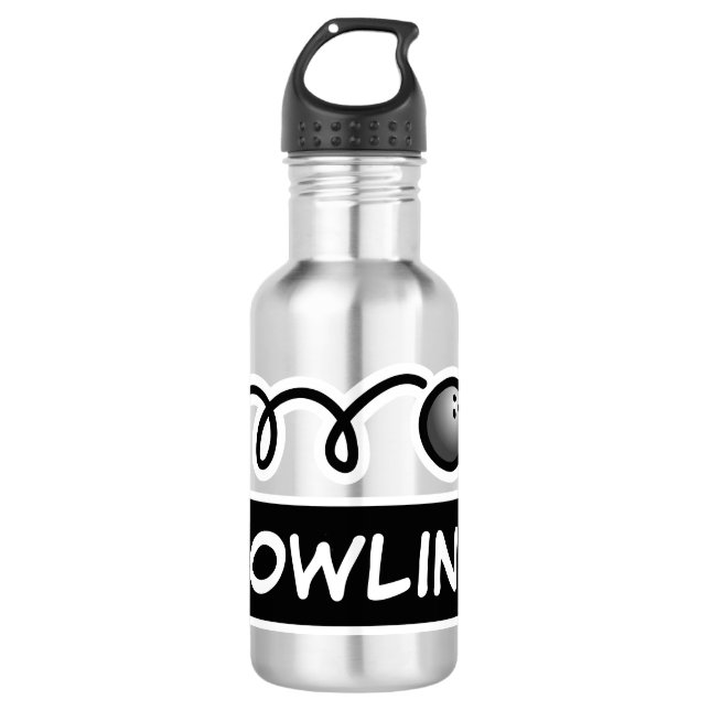 Personalized custom name bowling ball logo stainless steel water bottle (Front)