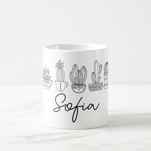 Personalized custom name Cactus Succulent Coffee Mug