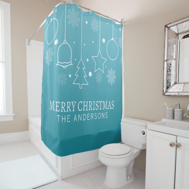 Personalized Custom Name Christmas Shower Curtain (In Situ)