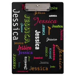 Personalized Custom Name Collage Bright Neon Clipboard