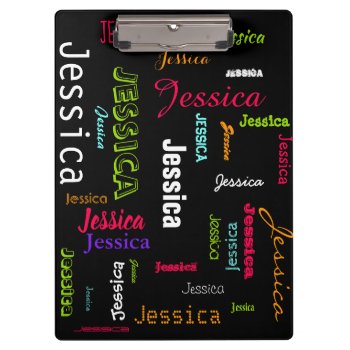 Personalized Custom Name Collage Bright Neon Clipboard by angela65 at Zazzle