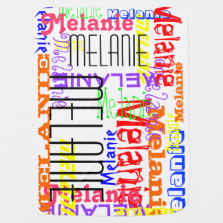 Personalized Custom Name Collage Colorful Baby Blanket
