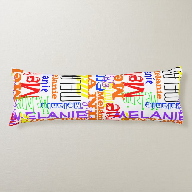 Personalized Custom Name Collage Colorful Body Pillow (Front)