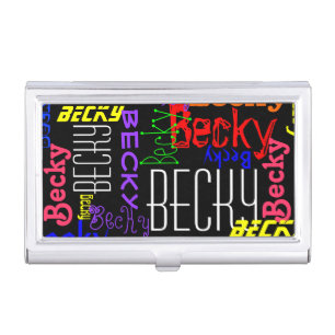 Personalized Custom Name Collage Colorful Business Card Case