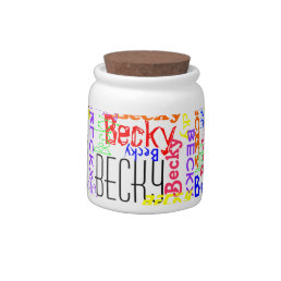Personalized Custom Name Collage Colorful Candy Jar