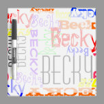 Personalized Custom Name Collage Colorful Dry Erase Board