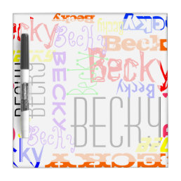 Personalized Custom Name Collage Colorful Dry Erase Board