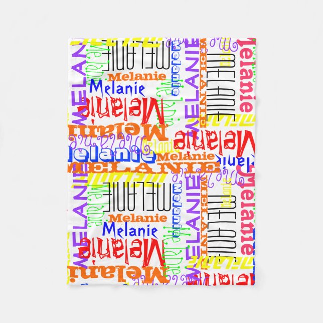Personalized Custom Name Collage Colorful Fleece Blanket (Front)