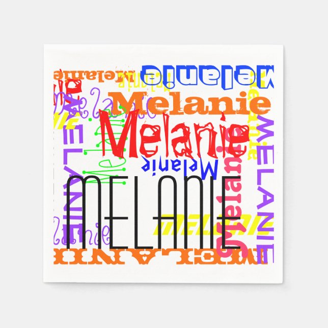 Personalized Custom Name Collage Colorful Napkins (Front)