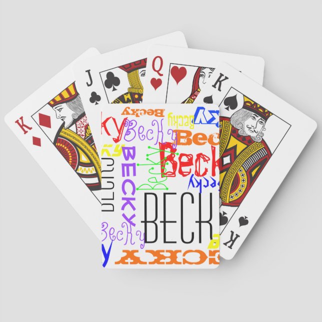 Personalized Custom Name Collage Colorful Poker Cards (Back)